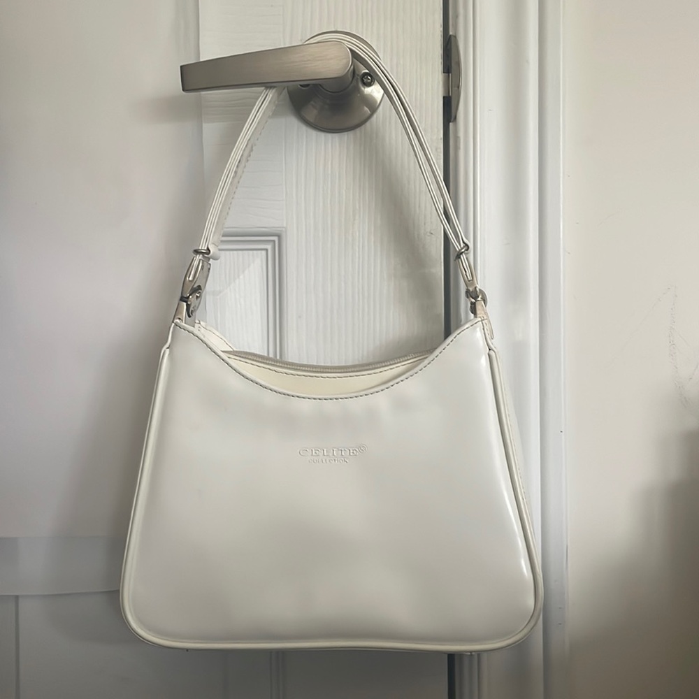 Vintage White Patent Leather Shoulder Bag
